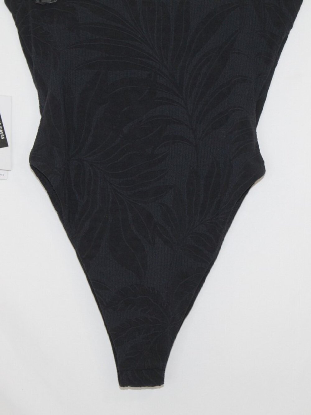 RVCA women's one piece swimsuit size S black texture palm print strapless beach - Picture 12 of 13